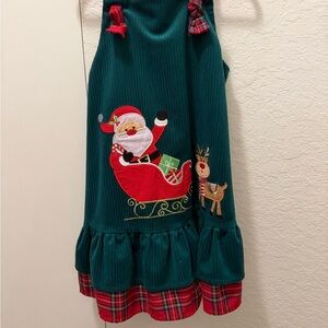 Rare Editions Teal Green Corduroy Christmas Dress with Red Plaid Trim